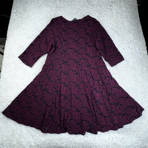 Torrid Brushed Floral Skater Dress Velvet Burnout Lace Romantic Fairy Grunge 3 - Picture 3 of 14